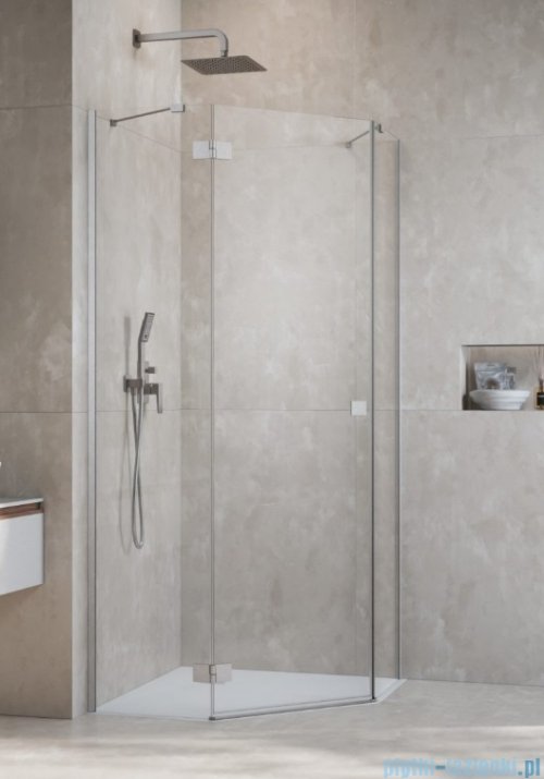 Radaway Essenza 8 Brushed Nickel Ptj kabina pięciokątna 100x90cm lewa szczotkowany nikiel 10490000-91-01L/10490900-01-01 