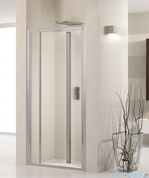 Novellini Drzwi prysznicowe harmonijkowe LUNES S 96 cm szkło przejrzyste profil biały LUNESS96-1D