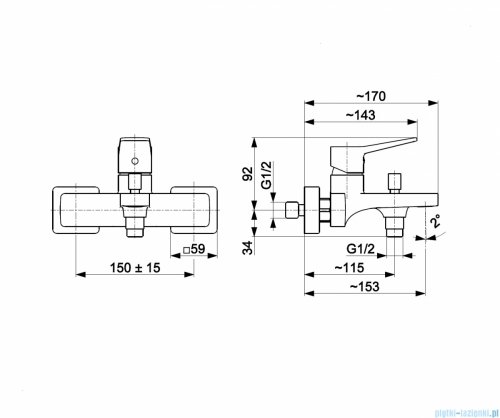 KFA MALAGA BLACK bateria wannowa czarny 4524-010-81