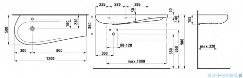Laufen ILBAGNOALESSI umywalka ścienna 120x50cm czarny mat  H8149737161041