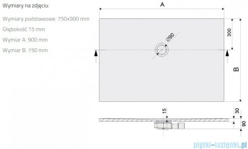 Sanplast Open Structure Mineral B-M/OPEN STR brodzik prostokątny 75x90x1,5 cm mat czerni 645-440-0220-59-020