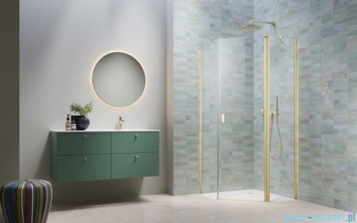 Radaway Nes Brushed Light Gold Ptj kabina pięciokątna 100x90cm prawa szczotkowane jasne złoto 10052000-98-01R/10052700-98-01