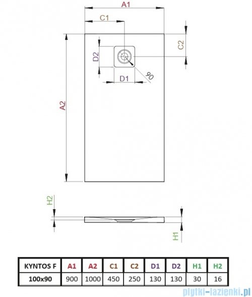Radaway Kyntos F brodzik 100x90cm cemento HKF10090-74