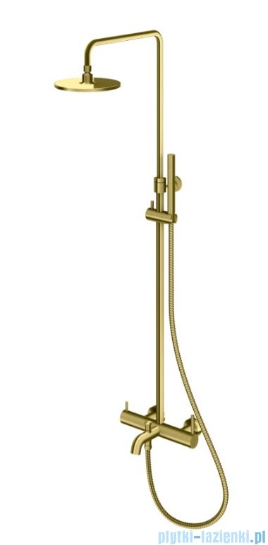 Kohlman Axel Brushed Gold zestaw prysznicowo-wannowy z deszczownicą 20 cm złoto szczotkowane QW277AGDB