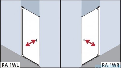 Kermi Raya Drzwi wahadłowe, 1-skrzydłowe, lewe, szkło przezroczyste z KermiClean, profile srebrne 90x200 RA1WL09020VPK