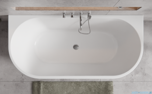 Besco Vica New wanna 160x80cm wolnostojąca przyścienna z odpływem klik-klak gun metal grafit #WAS-160VNGO