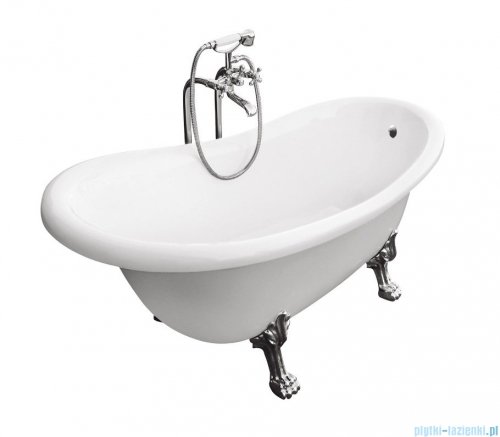 Besco Otylia Glam srebrna 160x77 wanna wolnostojąca Retro + nogi złote #WKO-160-GSG