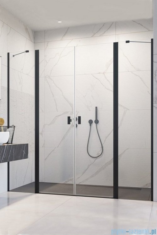 Radaway Nes Black Dwd II drzwi wnękowe 160cm W2 czarny mat/szkło przejrzyste 10037093-54-01/10041067-54-01 