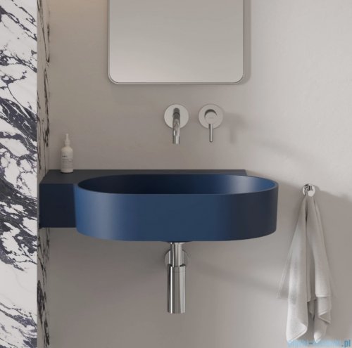 Omnires Ovo M+ umywalka nablatowa/wisząca lewa 64x44 cm midnight blue mat OVO645UWLMB