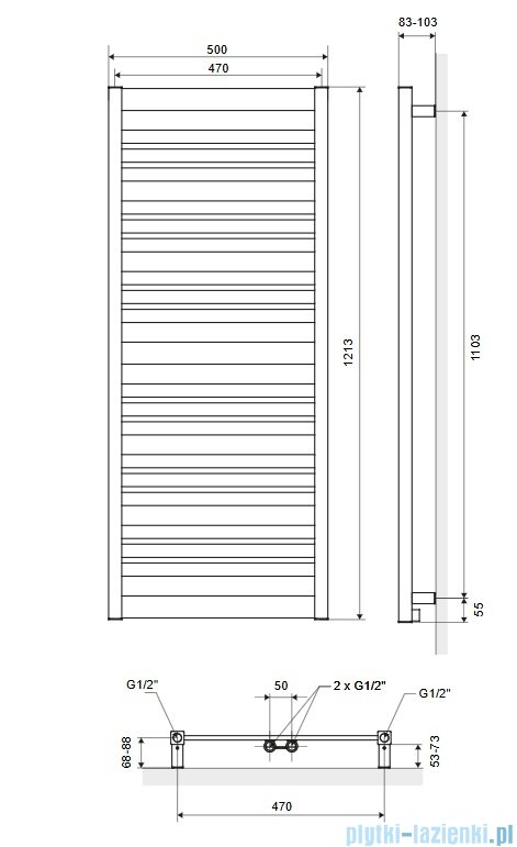 Excellent Conti 121x50 grzejnik łazienkowy biały mat GREX.CO121.WH
