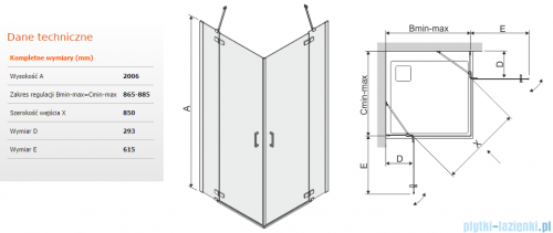 Sanplast Free Line II KN4/FREEII kabina kwadratowa 90x90x200 cm 600-261-0220-42-401