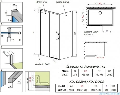 Radaway Idea White Kdj kabina 150x75cm lewa szkło przejrzyste 387045-04-01L/387049-04-01R