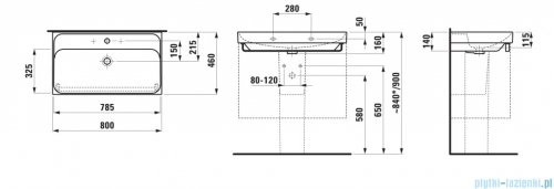 Laufen Meda umywalka ścienna 80x46cm biały mat H8101177571041