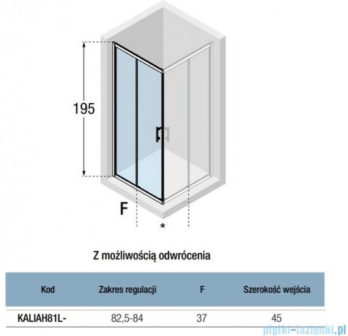 Novellini Kali AH kabina kwadratowa 85x85 profile czarne KALIAH81L-1H/KALIAH81L-1H