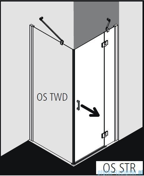 Kermi Osia Drzwi prysznicowe 1 skrzydłowe z polem stałym prawe, szkło przezroczyste 80 cm OSSTR08020VPK