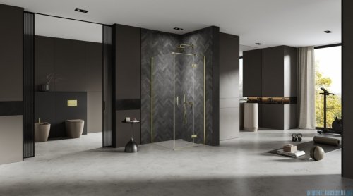 New Trendy Nesta Light Gold kabina 120x100x200 cm prawa wspornik równoległy złoty połysk/szkło przejrzyste K-4547