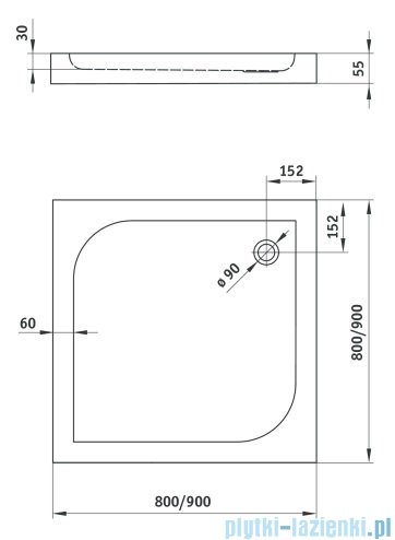 Deante Cubic brodzik kwadratowy 80x80 cm biały KTK 042B