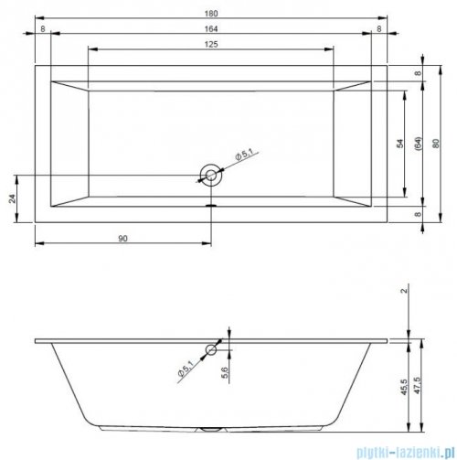Riho Lugo wanna prostokąta 180x80cm z hydromasażem BLISS prawa B133005005