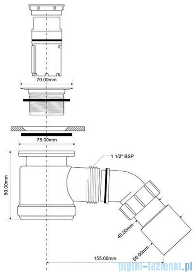 McAlpine Syfon brodzikowy 50'' pokrywa kolorze antyczny brąz HC26S-ABB