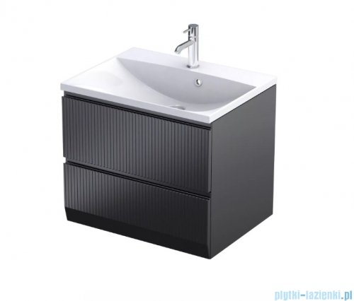 Oristo Brylant szafka podumywalkowa ryflowana wisząca 59x50x45 czarny mat OR36-SD2S-60-8R