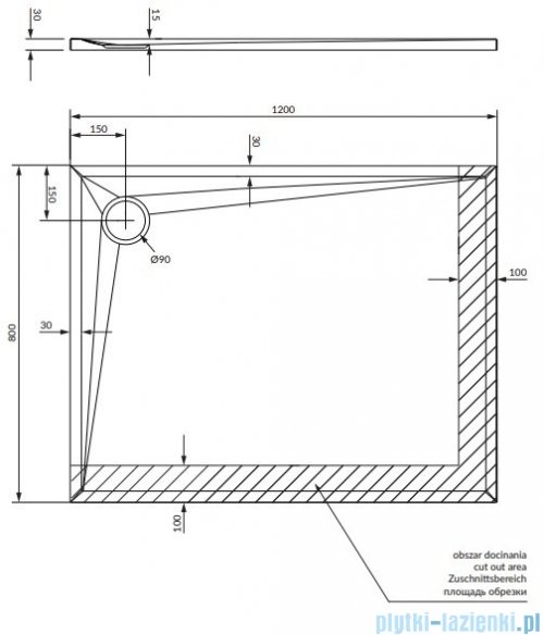 Omnires Stone brodzik prysznicowy prostokątny 80x120x3 cm czarny mat STONE80/120BL
