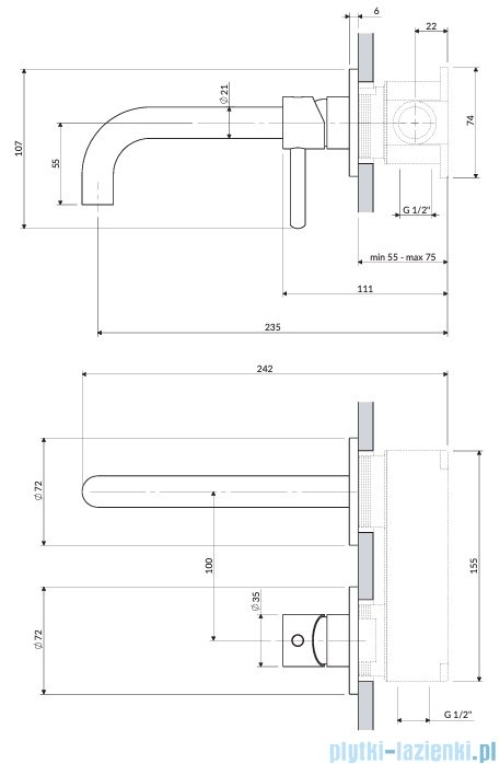 Omnires Y bateria umywalkowa element natynkowy nikiel szczotkowany Y1215HRONI