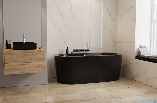Besco Victoria wanna czarna 160x75cm wolnostojąca z przelewem #WKV-160-WO-CZ