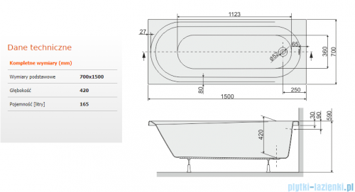 Sanplast Idea IDEA-WP wanna prostokątna 70x150 cm 610-180-0350-01-000