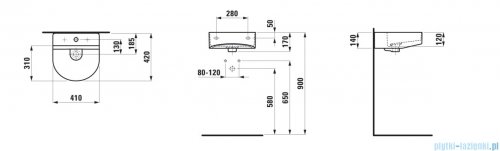 Laufen Sonar umywalka ścienna 41x42cm biały mat H8163417571041
