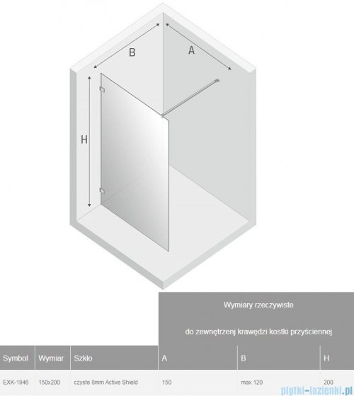 New Trendy Avexa kabina Walk-In 150x200 cm przejrzyste EXK-1946