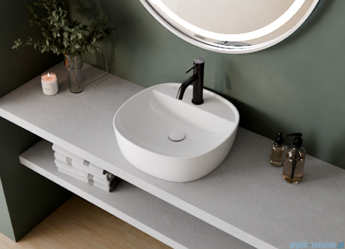 Besco Anes Cera-Line White umywalka nablatowa biała ø 40 cm biały połysk UNC-40-ANB