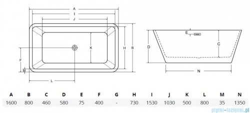 Besco Evita wanna 160x80cm wolnostojąca z syfonem #WAS-160-E