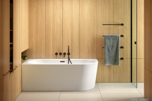 Besco Avita A-line 170x75cm wanna wolnostojąca przyścienna lewa akrylowa + syfon klik-klak biały z przelewem slim #WAA-170ALBS