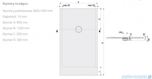 Sanplast Structure Mineral B-M/STRUCTURE brodzik prostokątny 90x120x1,5 cm mat czerni 645-360-0550-59-010