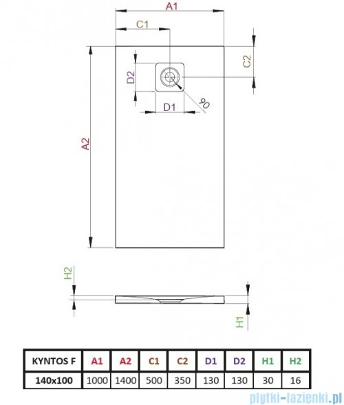 Radaway Kyntos F brodzik 140x100cm antracyt HKF140100-64