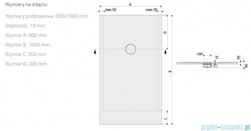 Sanplast Structure Mineral B-M/STRUCTURE brodzik prostokątny 80x100x1,5 cm szary mleczny 645-360-0330-55-010
