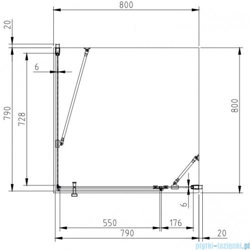 Omnires Manhattan kabina kwadratowa 80x80cm przejrzyste profile czarne MH8080BLTR