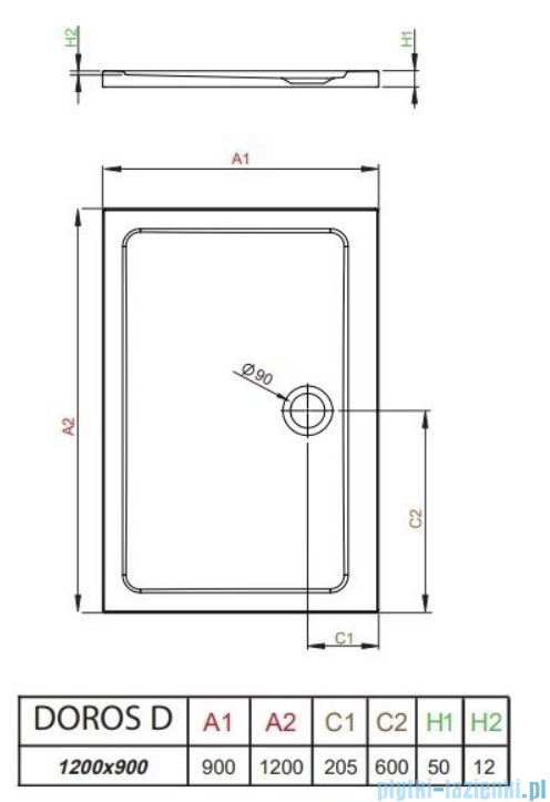 Radaway Doros D Stone brodzik 120x90x5 czarny SDRD1290-01-54S