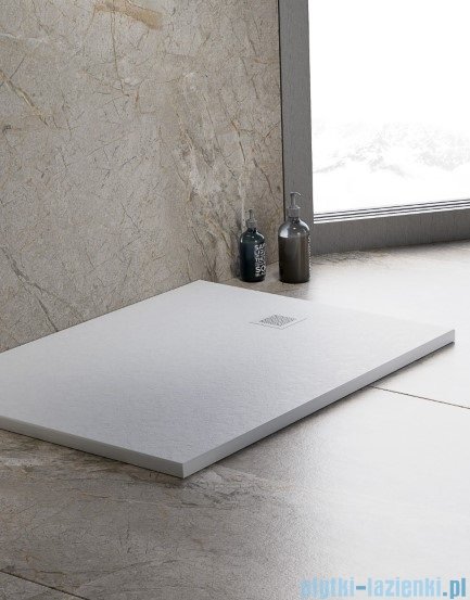 New Trendy Mori brodzik konglomeratowy prostokątny 100x80x3 cm biały B-0432