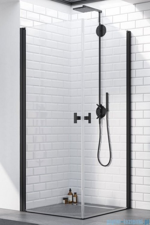 Radaway Nes 8 Black Kdd I kabina 90x90cm czarny mat/szkło przejrzyste 10071090-54-01L/10071090-54-01R