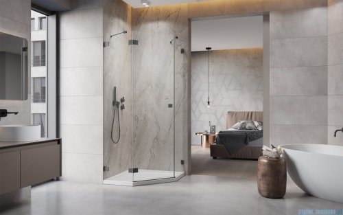 Radaway Essenza Pro Brushed GunMetal Ptj kabina pięciokątna 80x90 lewa szczotkowany grafit 10100000-92-01L/10100400-01-01