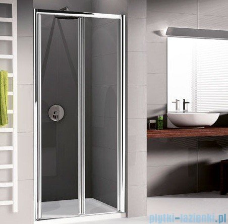 Novellini Drzwi prysznicowe harmonijkowe LUNES S 90 cm szkło przejrzyste profil biały LUNESS90-1D