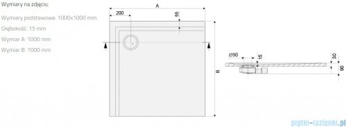 Sanplast Space Mineral B-M/SPACE brodzik kwadratowy 100x100x1,5 cm biały 645-290-0041-01-000