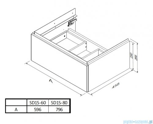 Oristo Etna Konsola podumywalkowa wisząca 80x45x25 szaroniebieski mat OR52-SD1S-80-16