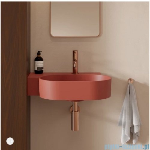 Omnires Ovo M+ umywalka nablatowa/wisząca lewa 55x38 cm terracotta mat  OVO555UWLTE