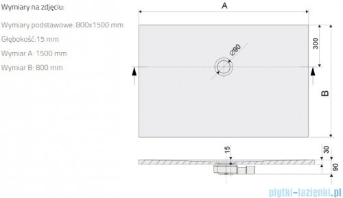 Sanplast Open Structure Mineral B-M/OPEN STR brodzik prostokątny 80x150x1,5 cm mat czerni 645-440-0380-59-020