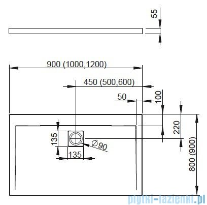 Radaway Euphoria DWJ Drzwi wnękowe 120 lewe szkło przejrzyste + brodzik Argos D + syfon 383812-01L/383214-01L/4AD812-01
