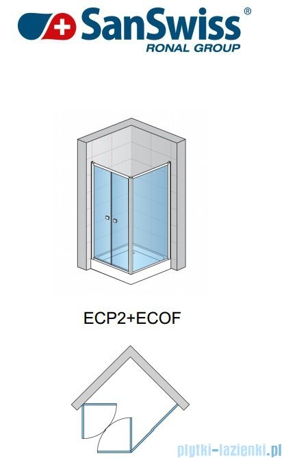 SanSwiss Eco-Line Drzwi 2-częściowe Ecp2 90cm profil srebrny szkło przejrzyste ECP209000107