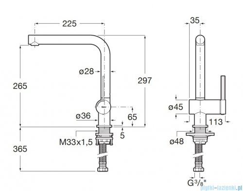 Roca Ona Bateria zlewozmywakowa Czarny mat  A5A831FNB0