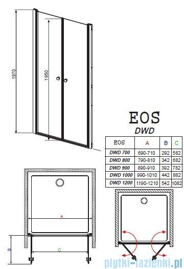 Radaway Eos DWD Drzwi wnękowe 100 szkło przejrzyste 37723-01-01N
